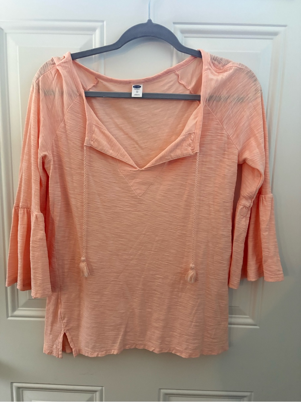Old Navy Peach Tie-Neck Bell Sleeve Tunic